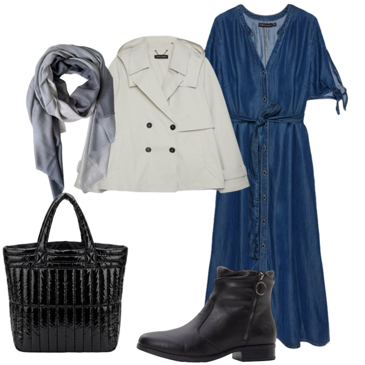 Outfit donna - Elegante per il rientro. Stile Bon Ton per Tutti i giorni. Abbinamento con stivaletti, vestiti chemisier, trench, foulard, borse a mano.