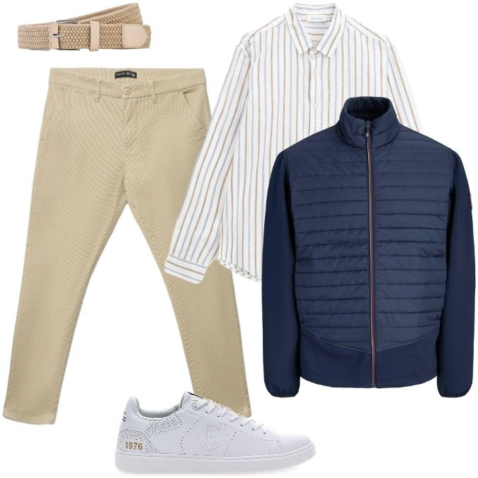 Outfit uomo - Curato e in ordine - Casual chic. Stile Casual per Tutti i giorni. Abbinamento con cinture, giacche, camicie, pantaloni chino, sneakers.