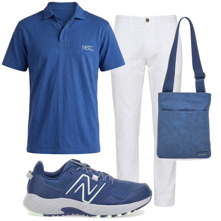 Outfit uomo - In crociera. Stile Trendy per Tutti i giorni. Abbinamento con pantaloni, polo, portafogli, scarpe sportive.