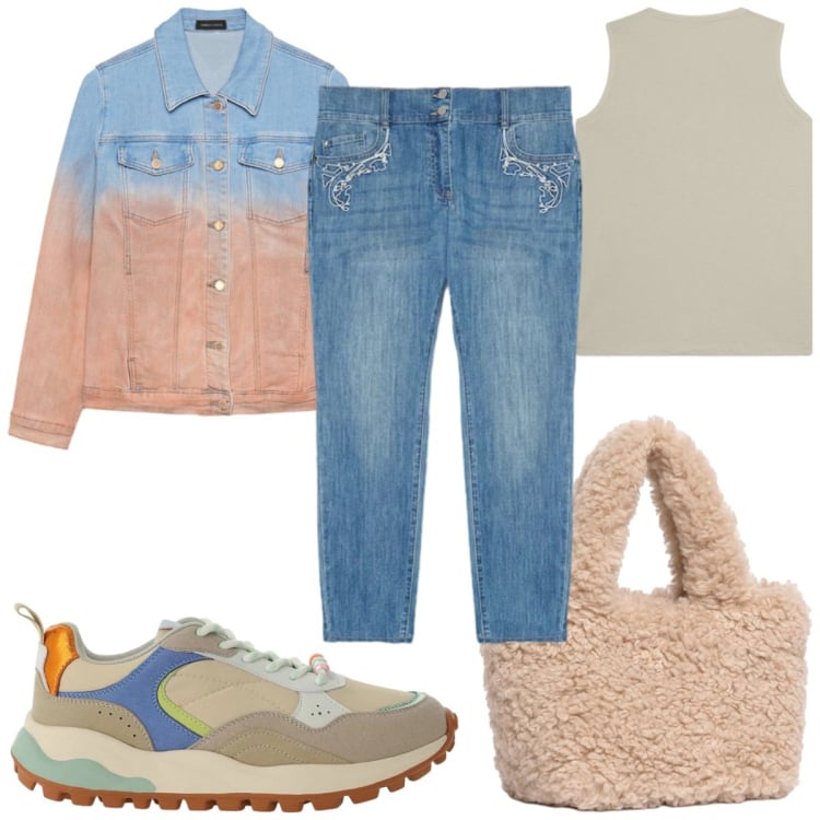 Outfit donna - Total look #2466786. Stile Basic per Tutti i giorni. Abbinamento con sneakers, canottiere, jeans skinny, blazer, borse a mano.