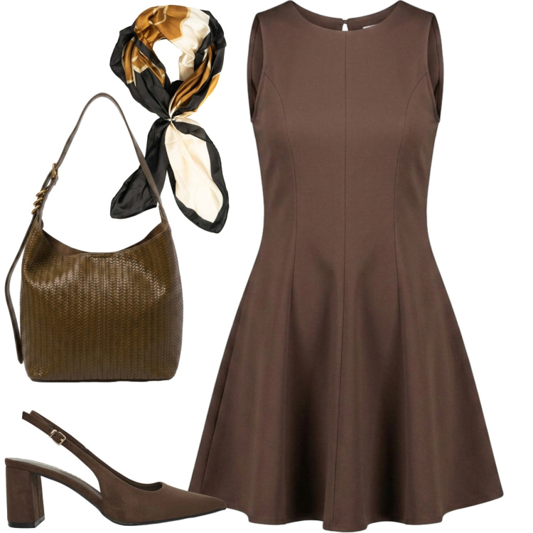 Outfit donna - Nuna Lie. Stile Minimal per Tutti i giorni. Abbinamento con décolleté, vestiti corti, foulard, borse a spalla.