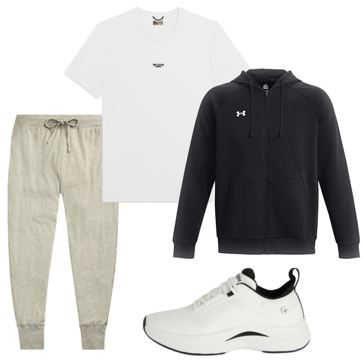 Outfit uomo - Rilassato. Stile Casual per Tutti i giorni. Abbinamento con sneakers, t-shirt, pantaloni, felpe sportive.