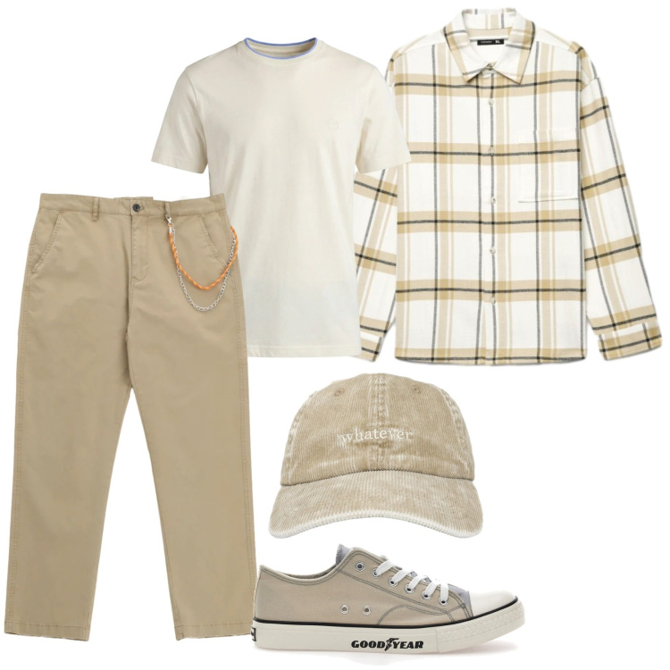 Outfit uomo - Total look #2466858. Stile Casual per Tutti i giorni. Abbinamento con t-shirt, pantaloni, cappelli con visiera, camicie, sneakers.