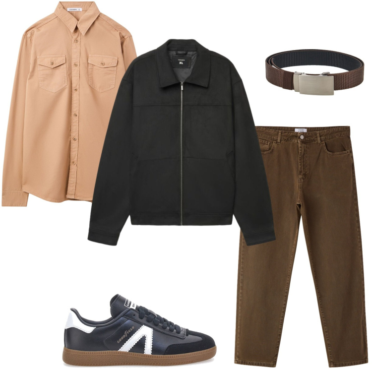 Outfit uomo - Total look #2466869. Stile Casual per Ufficio. Abbinamento con camicie, pantaloni, cappotti, sneakers, cinture.
