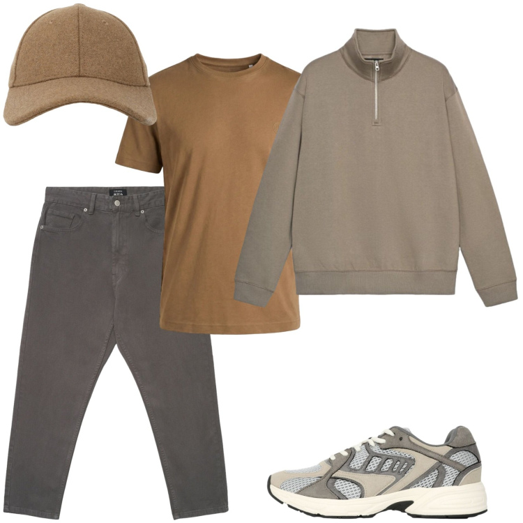 Outfit uomo - Total look #2466873. Stile Casual per Tutti i giorni. Abbinamento con t-shirt, pantaloni, sneakers, felpe, cappelli con visiera.