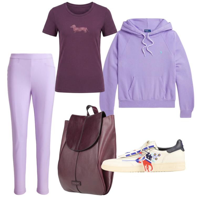 Outfit donna - Oggi pilates. Stile Casual per Sport. Abbinamento con zaini, t-shirt, felpe con cappuccio, pantaloni, sneakers.