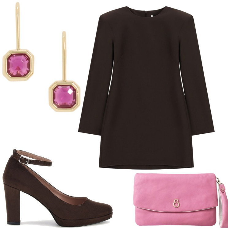 Outfit donna - Total look #2466946. Stile Glamour per Serata fuori. Abbinamento con vestiti corti, pochette, orecchini, décolleté.