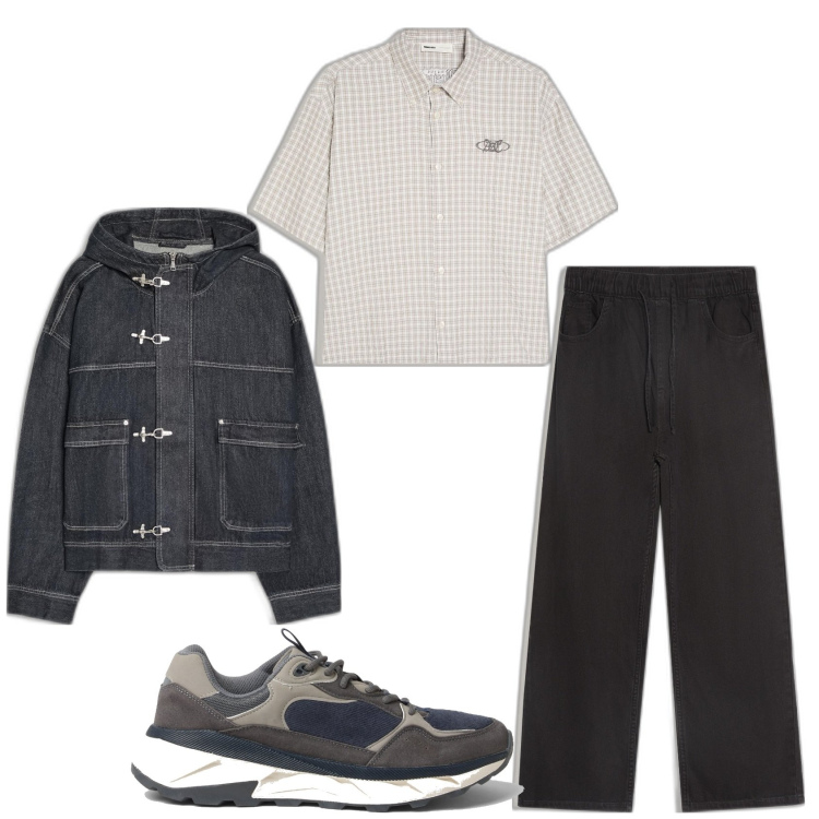 Outfit hombre - Urban look. Estilo Urban para Todos los días. Combinación con camisas de manga corta, chaquetas, vaqueros rectos, sneakers.