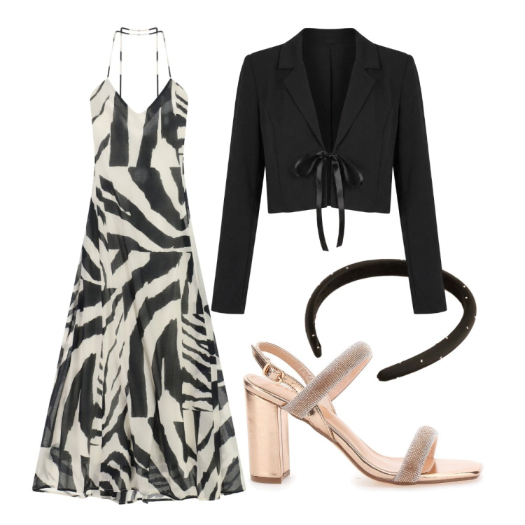 Outfit donna - Cerimonia serale. Stile Chic per Cerimonia. Abbinamento con vestiti lunghi, bolero, cerchietti, sandali col tacco.