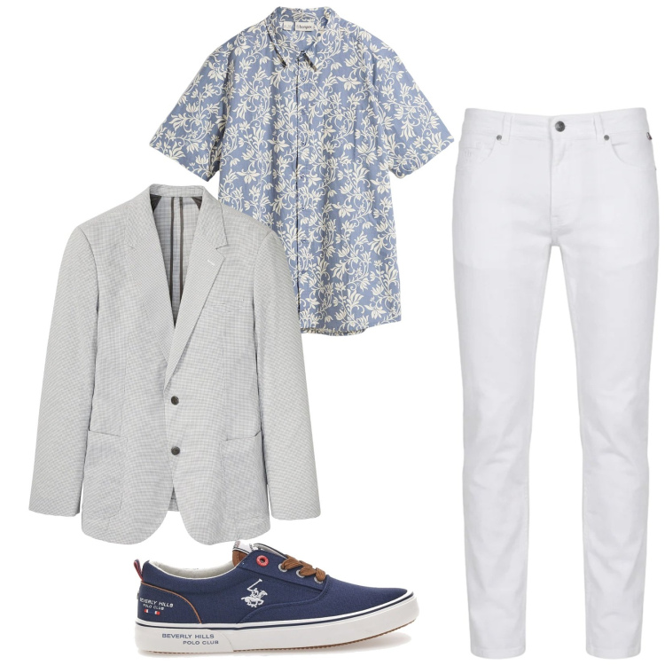 Outfit uomo - Total look #2467034. Stile Trendy per Serata speciale. Abbinamento con camicie a manica corta, giacche, pantaloni, sneakers.