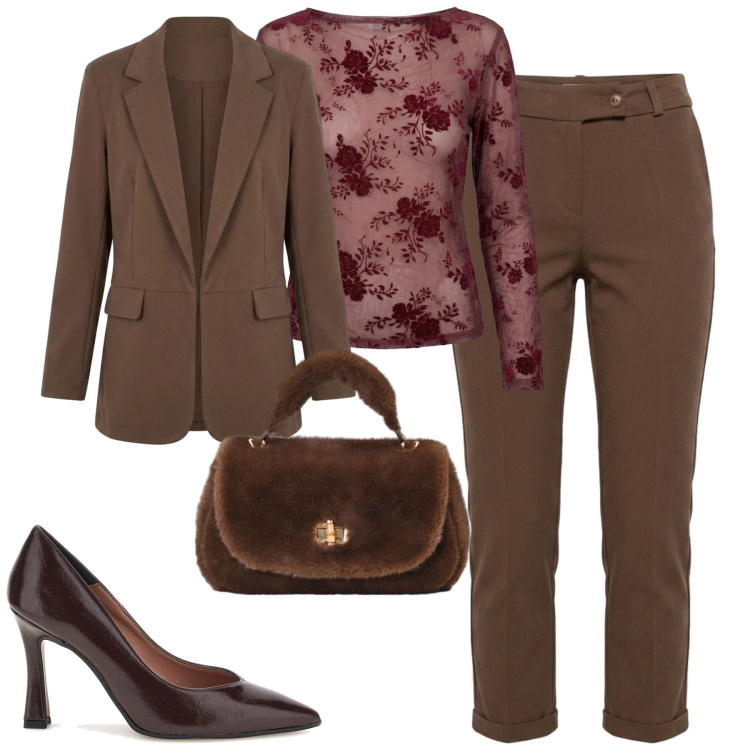 Outfit donna - City. Stile Urban per Tutti i giorni. Abbinamento con borse a mano, blazer, pantaloni, t-shirt, décolleté.