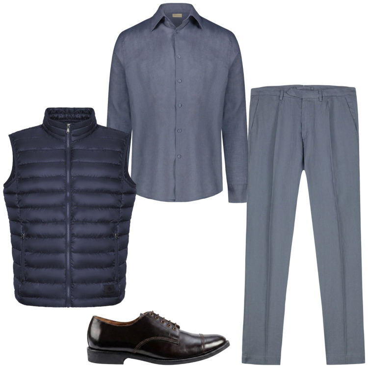 Outfit uomo - Total look #2467046. Stile Business/Elegante per Ufficio. Abbinamento con pantaloni, scarpe stringate, camicie, piumini.