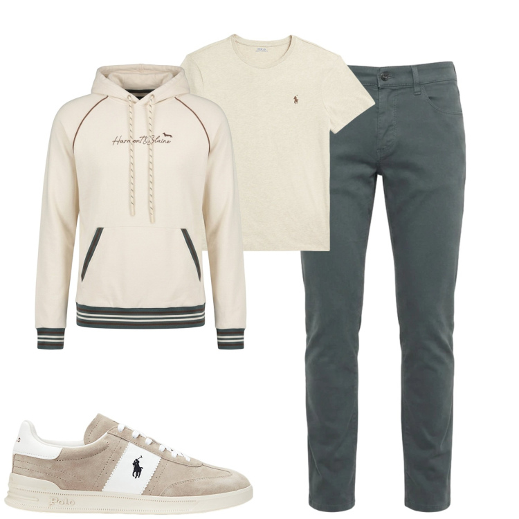 Outfit uomo - City. Stile Casual per Tutti i giorni. Abbinamento con jeans slim fit, felpe con cappuccio, t-shirt, sneakers.