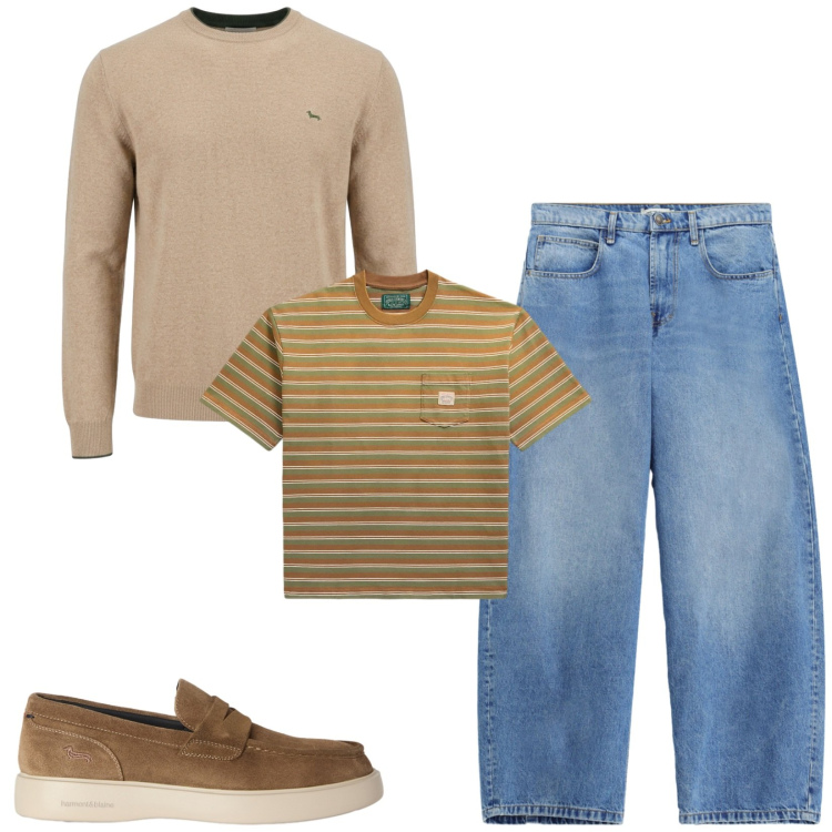 Outfit uomo - Total look #2467171. Stile Casual per Tutti i giorni. Abbinamento con scarpe stringate, maglieria, jeans, t-shirt.
