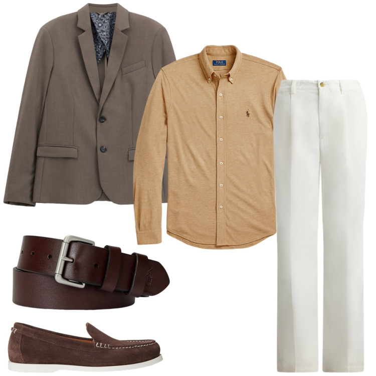 Outfit uomo - Total look #2467185. Stile Business/Elegante per Ufficio. Abbinamento con giacche, camicie, cinture, pantaloni, scarpe stringate.