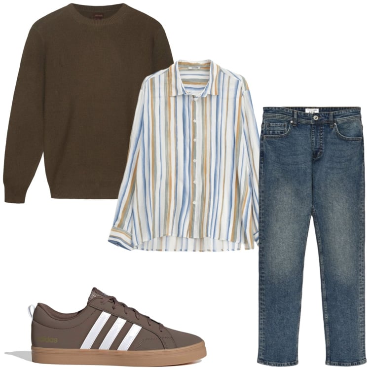 Outfit uomo - Total look #2467197. Stile Urban per Tutti i giorni. Abbinamento con camicie, jeans, maglieria, sneakers.