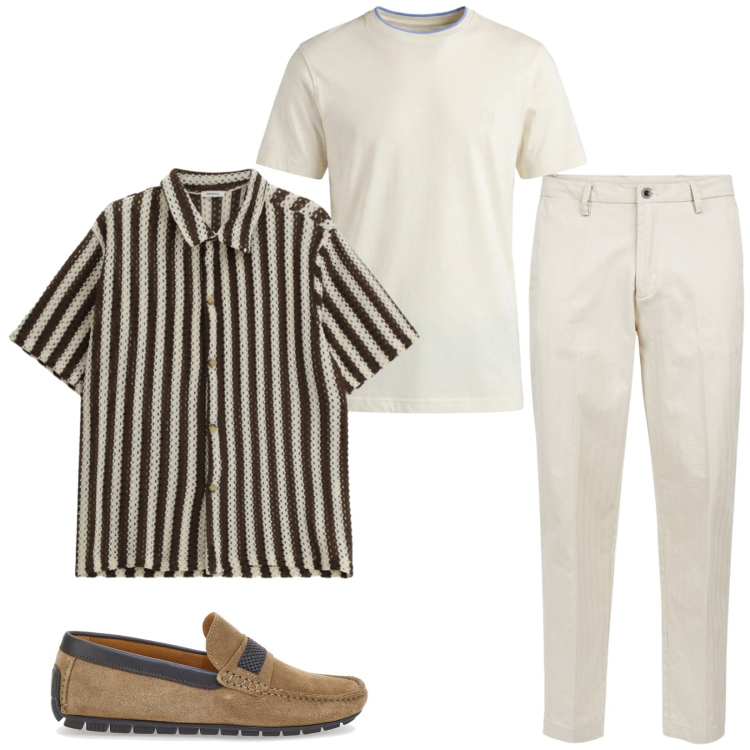 Outfit uomo - Total look #2467209. Stile Trendy per Serata speciale. Abbinamento con t-shirt, camicie a manica corta, pantaloni, scarpe stringate.