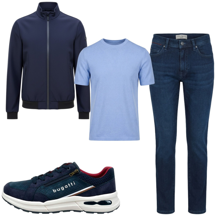 Outfit uomo - Total look #2467210. Stile Urban per Tutti i giorni. Abbinamento con jeans slim fit, t-shirt, giacche, sneakers.