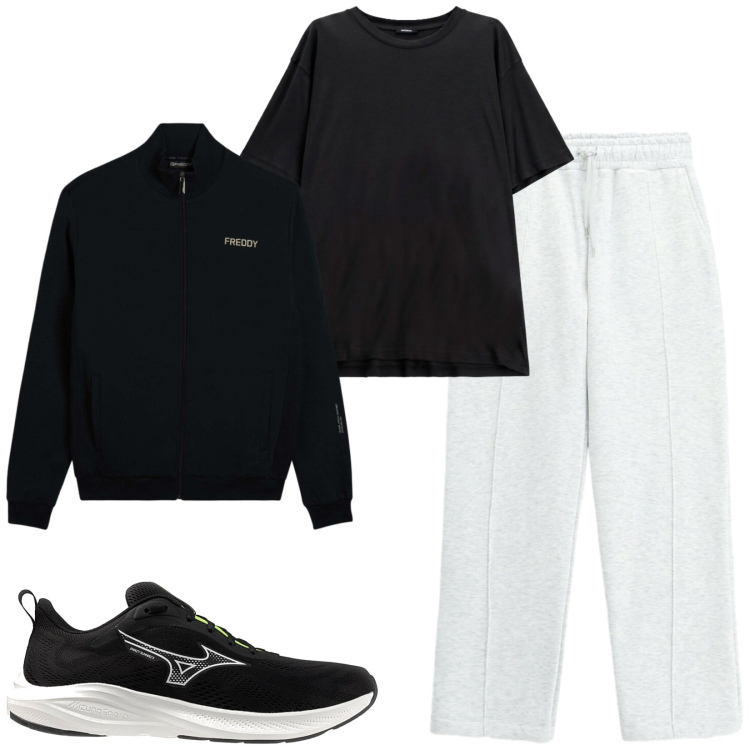 Outfit uomo - Total look #2467213. Stile Trendy per Tutti i giorni. Abbinamento con pantaloni, t-shirt, felpe, sneakers.