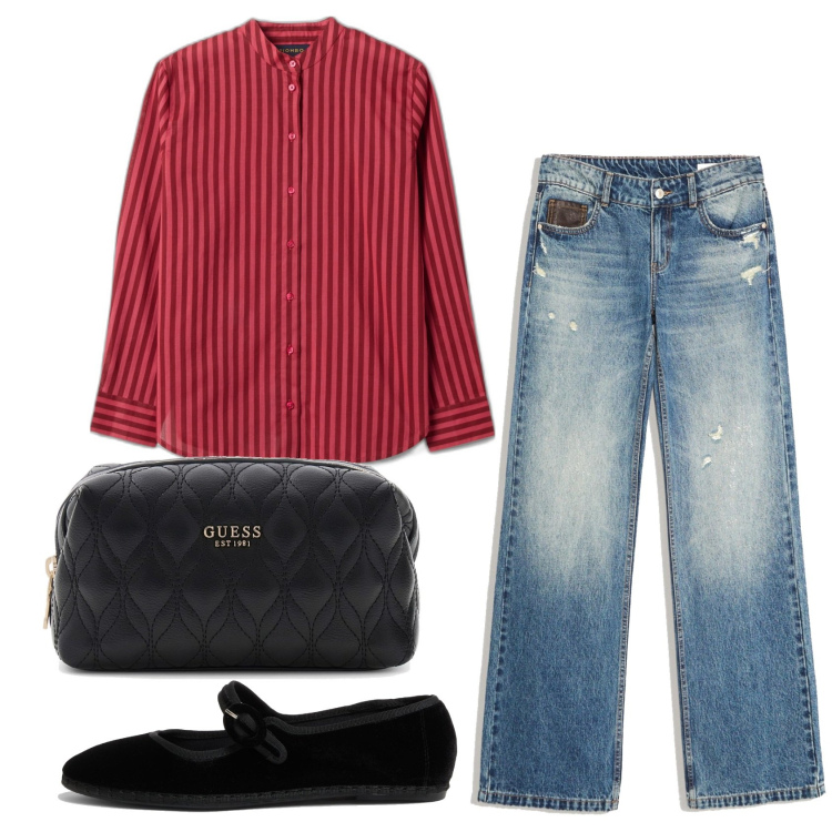 Outfit mujer - Urban style. Estilo Urban para Todos los días. Combinación con vaqueros, pochette, camisas, bailarinas.