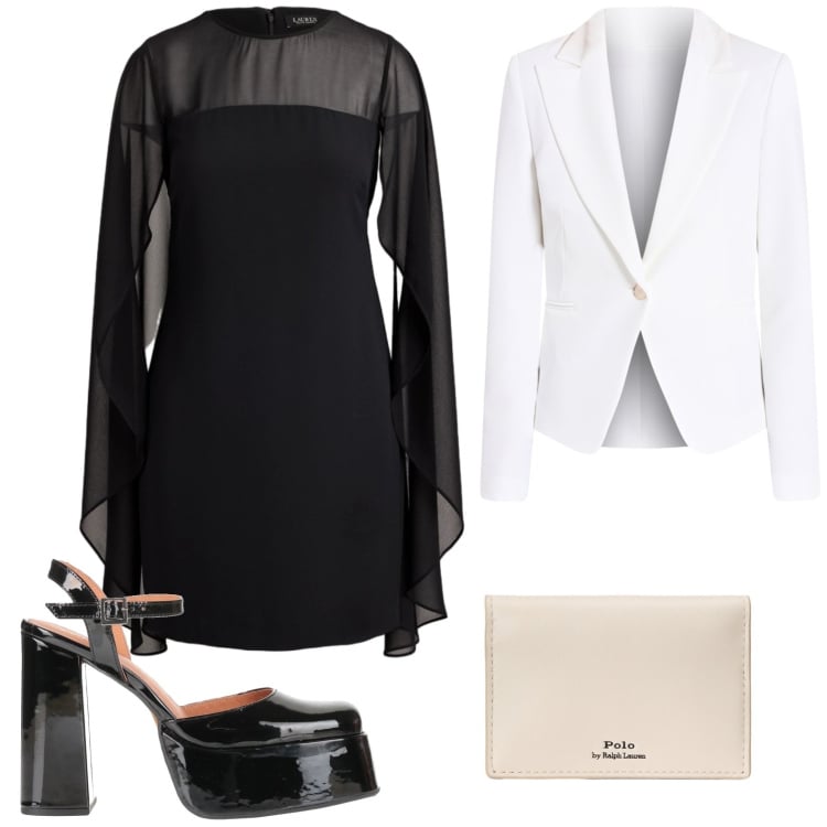 Outfit donna - Abito con trasparenze. Stile Sexy per Cerimonia. Abbinamento con décolleté, blazer, portafogli, vestiti corti.