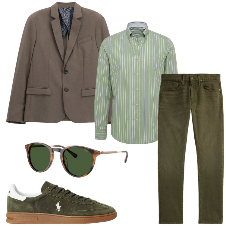 Outfit uomo - Total look #2467351. Stile Business/Elegante per Ufficio. Abbinamento con camicie, giacche, sneakers, jeans, occhiali da sole.