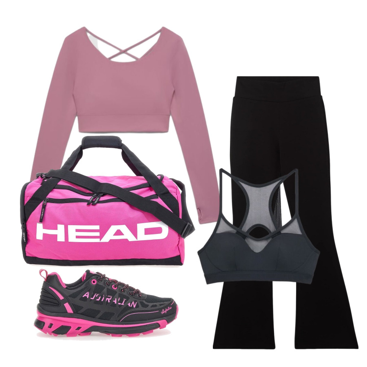 Outfit donna - Settembre. Stile Sporty chic per Sport. Abbinamento con vestiti da spiaggia, t-shirt sportive, top sportivi, leggings sportivo, borse sportive, scarpe sportive.
