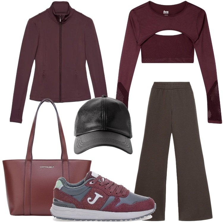 Outfit donna - Terranova - Active Collection FW26. Stile Urban per Sport. Abbinamento con pantaloni, cappelli con visiera, t-shirt sportive, felpe sportive, sneakers, shopping bag.