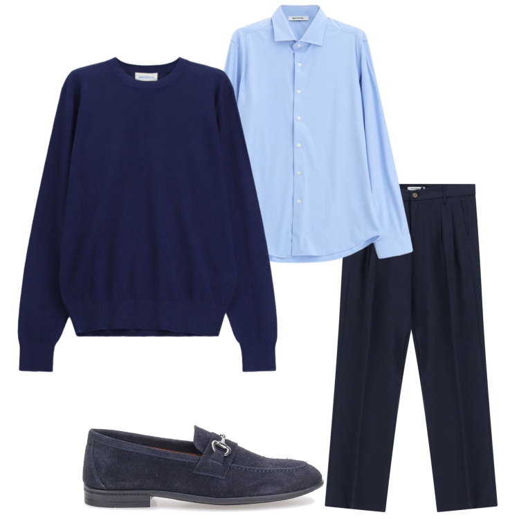 Outfit uomo - Imperial style. Stile Business/Elegante per Ufficio. Abbinamento con pantaloni, maglieria, camicie, scarpe stringate.