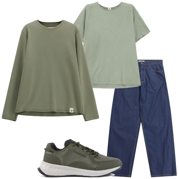Outfit uomo - Settembre. Stile Casual per Tutti i giorni. Abbinamento con t-shirt, jeans, felpe, sneakers.
