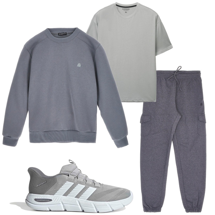 Outfit uomo - Casual style. Stile Casual per Tutti i giorni. Abbinamento con t-shirt, felpe, pantaloni cargo, sneakers.