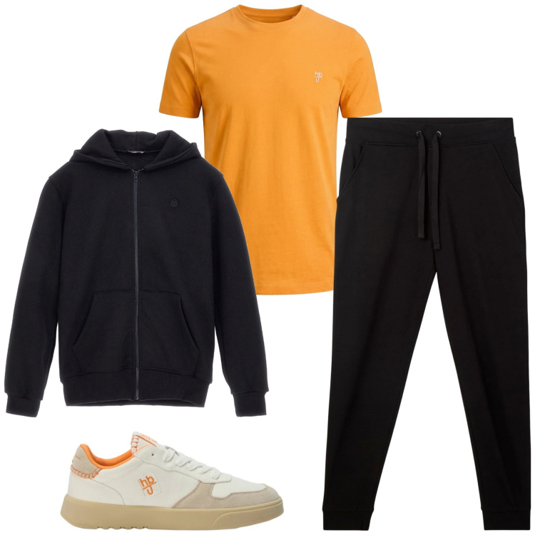 Outfit uomo - Total look #2467542. Stile Urban per Sport. Abbinamento con sneakers, t-shirt, pantaloni, felpe con cappuccio.