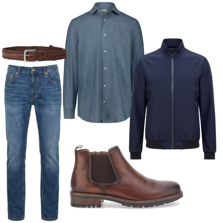 Outfit uomo - Total look #2467579. Stile Urban per Serata speciale. Abbinamento con jeans, cinture, camicie, scarpe stringate, giacche.