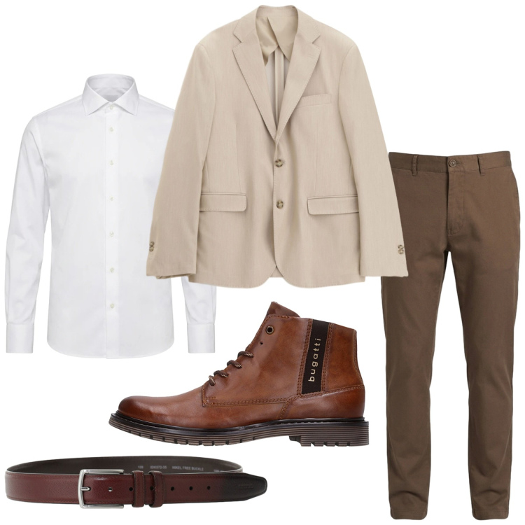 Outfit uomo - Total look #2467580. Stile Business/Elegante per Ufficio. Abbinamento con pantaloni, cinture, giacche, camicie, stivali e stivaletti.