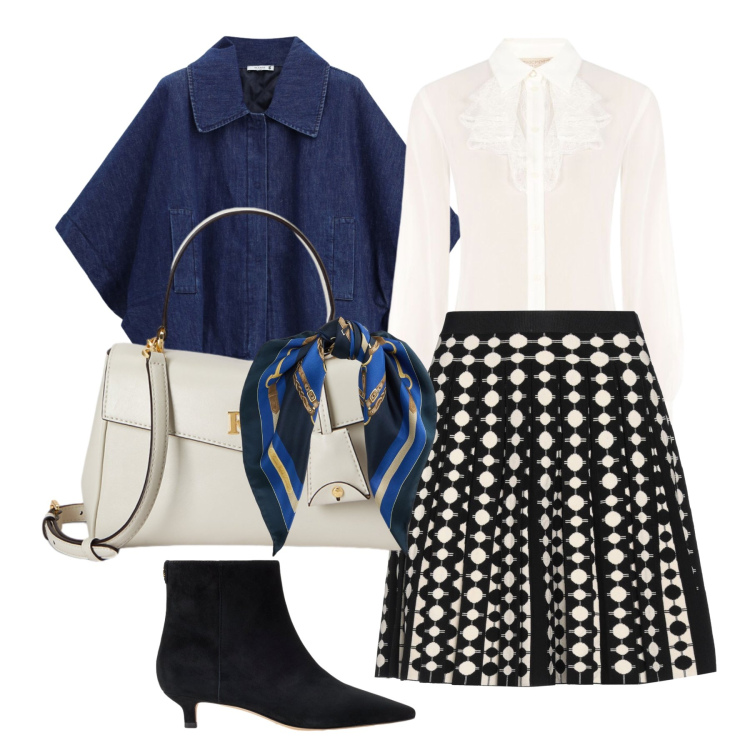 Outfit donna - Settembre. Stile Bon Ton per Tutti i giorni. Abbinamento con minigonne, camicie, blazer, borse a mano, stivaletti, foulard.