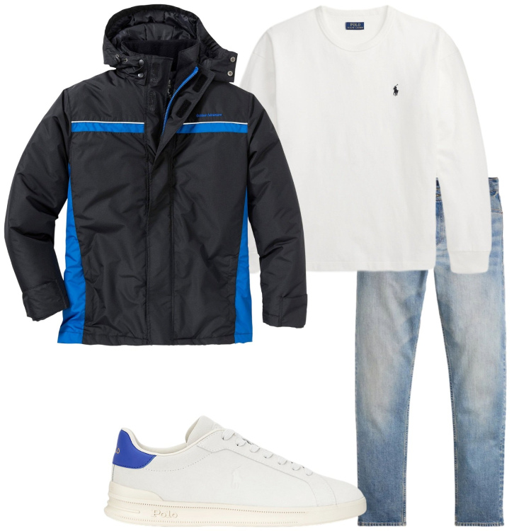 Outfit uomo - Total look #2467591. Stile Casual per Tutti i giorni. Abbinamento con giacche, sneakers, t-shirt, jeans.