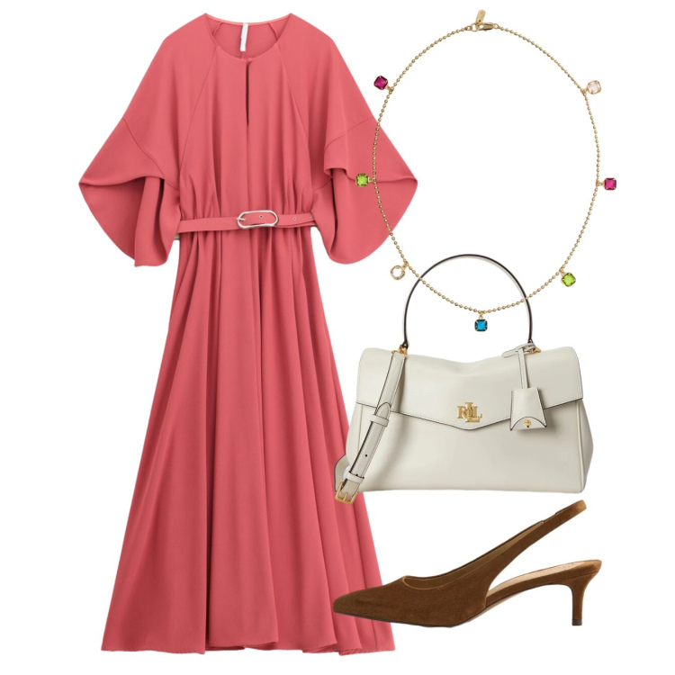 Outfit donna - Aperitivo di Settembre. Stile Chic per Tutti i giorni. Abbinamento con vestiti lunghi, décolleté, borse a mano, collane.