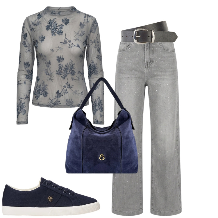 Outfit donna - Settembre. Stile Casual chic per Tutti i giorni. Abbinamento con cinture, borse a spalla, jeans, t-shirt, sneakers.