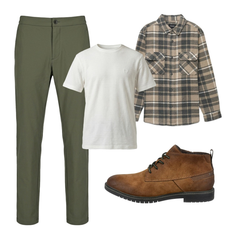 Outfit uomo - Urban transition. Stile Urban per Tutti i giorni. Abbinamento con t-shirt, camicie, pantaloni, scarpe stringate.