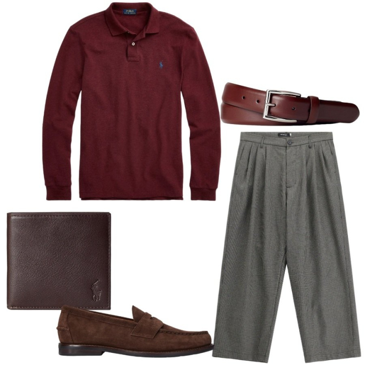 Outfit uomo - Total look #2467813. Stile Casual per Tutti i giorni. Abbinamento con pantaloni, polo, cinture, portafogli, scarpe stringate.