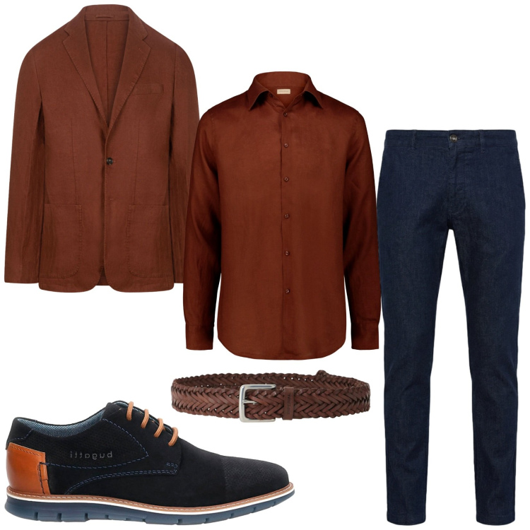 Outfit uomo - Total look #2467975. Stile Business/Elegante per Ufficio. Abbinamento con jeans, cinture, camicie, giacche, scarpe stringate.