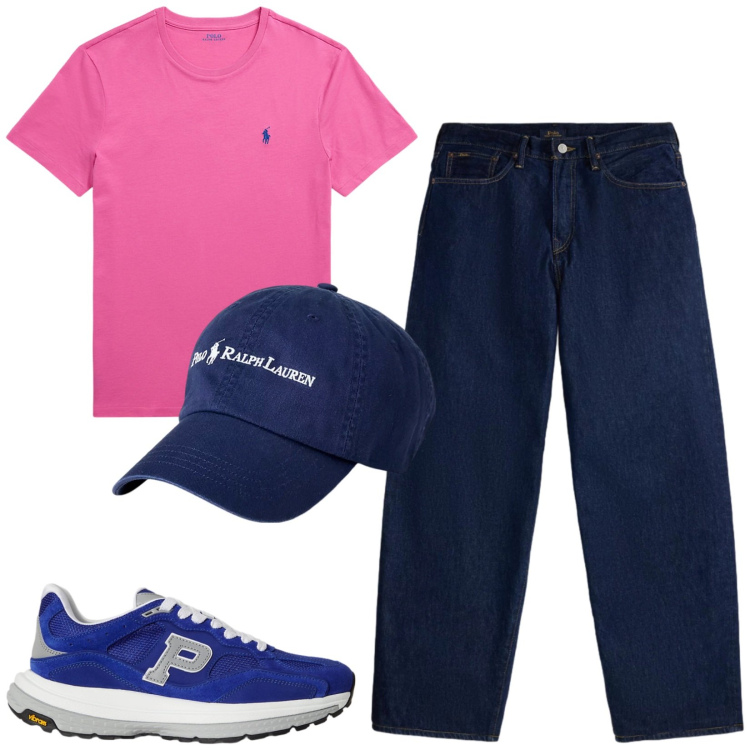 Outfit uomo - Total look #2467986. Stile Urban per Tutti i giorni. Abbinamento con t-shirt, cappelli, jeans, sneakers.