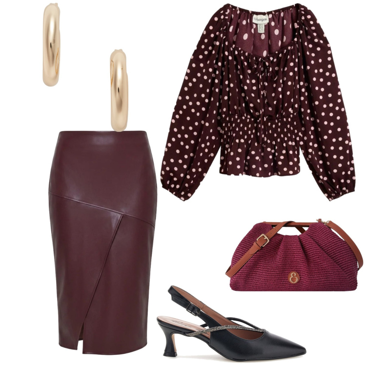 Outfit donna - Total look #2467996. Stile Glamour per Serata fuori. Abbinamento con bluse, gonne longuette, clutch, orecchini, décolleté.
