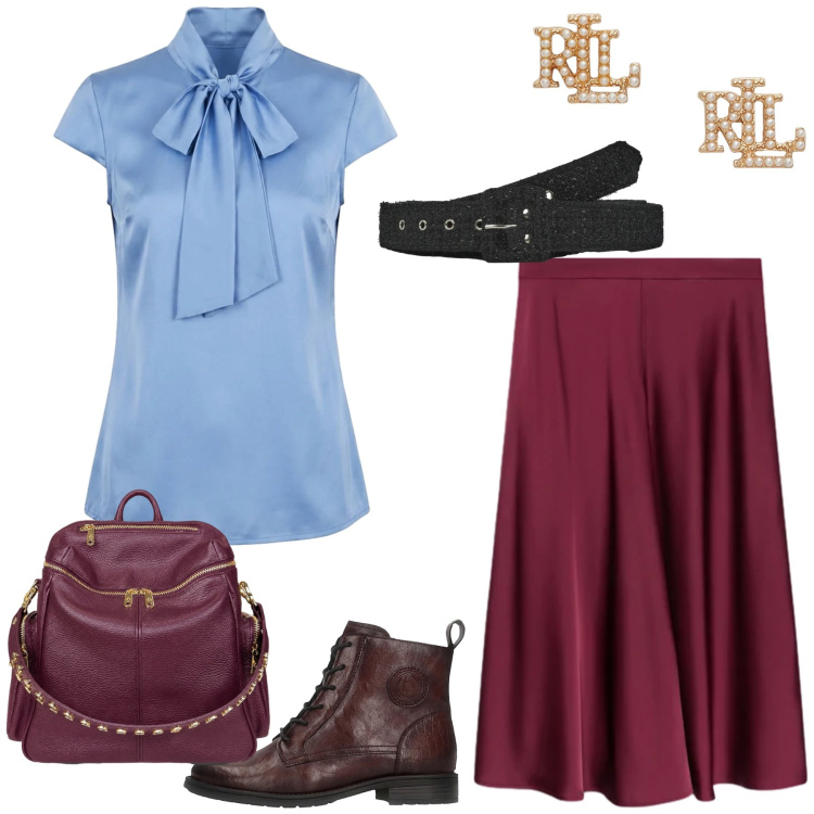 Outfit donna - Total look #2468064. Stile Casual chic per Tutti i giorni. Abbinamento con cinture, gonne, zaini, camicie, orecchini, anfibi.
