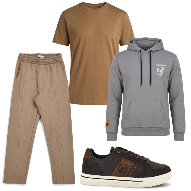Outfit uomo - Total look #2468065. Stile Urban per Tutti i giorni. Abbinamento con t-shirt, pantaloni, felpe con cappuccio, sneakers.