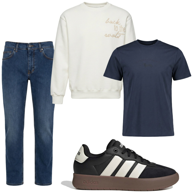 Outfit uomo - Total look #2468070. Stile Urban per Tutti i giorni. Abbinamento con jeans, t-shirt, felpe, sneakers.