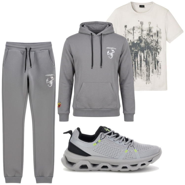 Outfit uomo - Total look #2468072. Stile Urban per Sport. Abbinamento con t-shirt, sneakers, felpe con cappuccio, pantaloni.