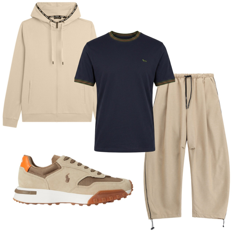 Outfit uomo - Total look #2468076. Stile Urban per Sport. Abbinamento con t-shirt, pantaloni, felpe con cappuccio, sneakers.