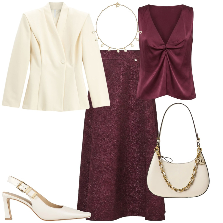 Outfit donna - Bon ton cerimonia evento serata. Stile Bon Ton per Serata fuori. Abbinamento con décolleté, blazer, gonne longuette, top, borse a spalla, collane.