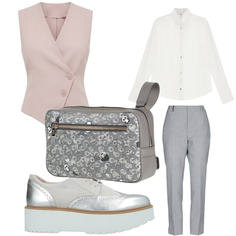Outfit donna - Camicia e gilet. Stile Casual chic per Tutti i giorni. Abbinamento con pantaloni, scarpe stringate, marsupi, camicie, gilet.